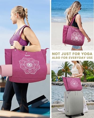 Gonex Yoga Mat Bag, Yoga Gym Bag Tote Bag with Multi Pockets For Women Men, Canvas Yoga Mat Carrier Take in Out Mat Easily For Pilates Travel Workout Office thumbnail 9