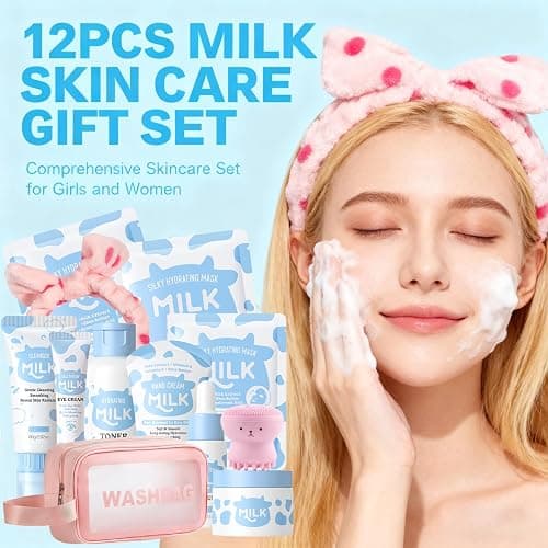 12PCS Milk Skin Care Set for Kids & Teens, 12 IN 1 Moisturizing Milk Skincare for Girls 10-12, Skincare for Kids Age 8-12, Birthday Gifts for Teen Girls, Face Care Kit, Korean Skin Care thumbnail 2