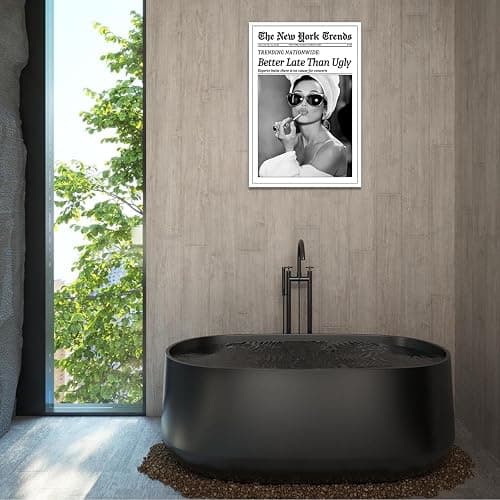 Beshdomp Vintage Better Late Than Ugly Newspaper Posters Black And White Canvas Wall Art Magazine Headline Preppy Prints Painting For Bathroom Home Bedroom Dorm Wall Decor 8x10in Unframed thumbnail 3