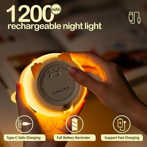 ATSUI Penguin Night Light, LED Squishy Novelty Animal Night Lamp, Food Grade Silicone, 2 Level Dimmable, Nursery Nightlight for Desk Decor, Funny Gifts Stuff for Boys Girls Baby, White Elephant Gifts thumbnail 6