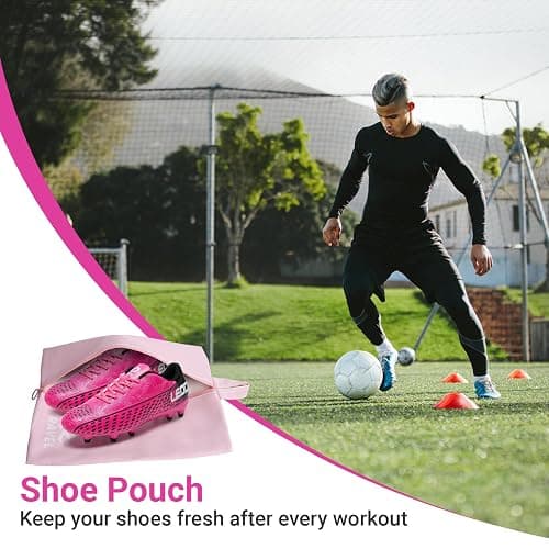 ourkiss Smell-Proof Cleat Bags for Sports - Durable Soccer Cleat Bag & Track Spike Bag | Water-Resistant Shoe Bags for Travel, Gym, Golf & Storage Esse Pink thumbnail 4