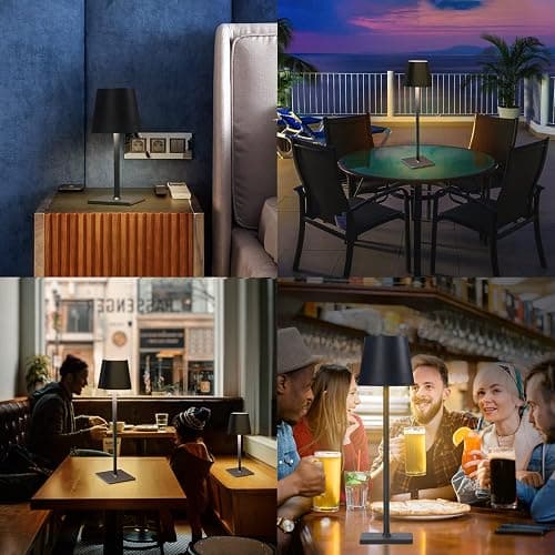 CHLORANTHUS 2 Pack Cordless Table Lamps, 3 Colors Stepless Dimming, 5000mAh Rechargeable Battery LED Desk Lamp for Bedroom/Couple Dinner/Desk/Cafe/Dining Room/Terrace thumbnail 6