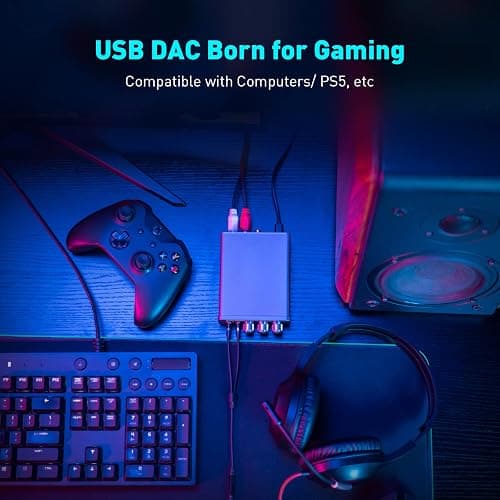 Fosi Audio K5 Pro Gaming DAC Headphone Amplifier Mini Hi-Fi Stereo Digital-to-Analog Audio Converter USB Type C/Optical/Coaxial to RCA/3.5MM AUX for PS5/PC/MAC/Computer thumbnail 4