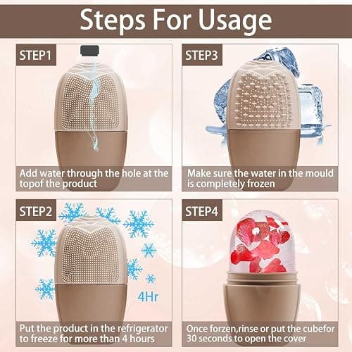 XHJRI Ice Face Roller Massager,Ice Cube Roller for Face, Eyes and Neck Naturally Conditioning and Skin Care,De-Puff Eye Bags,Reduce Migraine Pain,Reusable Massage Silicone Ice Mold (New Coffee) thumbnail 5