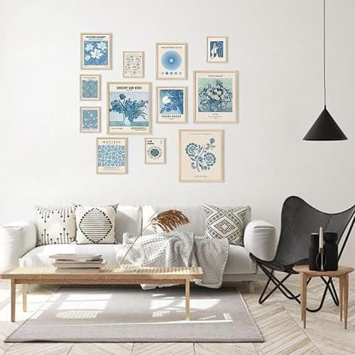 Aroutde Light Blue Wall Art Matisse Modern Wall Decor Coquette Aesthetic Blue Pictures Canvas Gallery Prints For Living Room Bedroon Dorm Set of 12 (Unframed) thumbnail 9