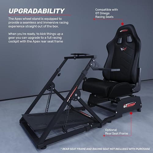 GT OMEGA Apex Racing Wheel Stand - Compatible with Logitech G29 and G920, Fanatec ClubSport, and Thrustmaster TX, T500, & T300, Foldable, Tilt-Adjustable for Racing Control thumbnail 5
