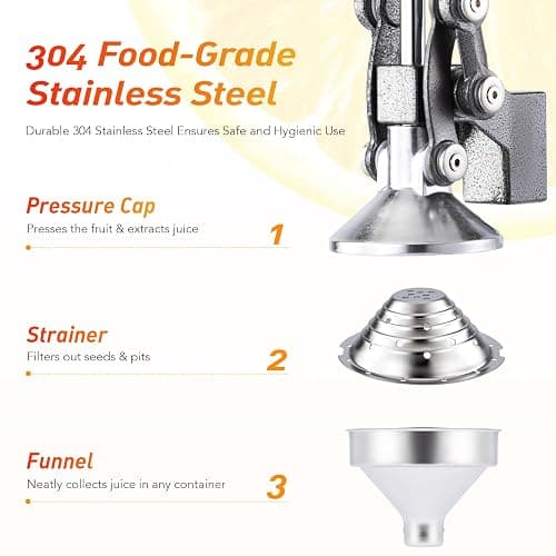 CO-Z Hand Press Juicer Machine, Manual Orange Juicer and Professional Citrus Juicer for Orange Juice Pom Lime Lemon Juice, Commercial Lemon Squeezer, Easy to Clean, Gray thumbnail 4