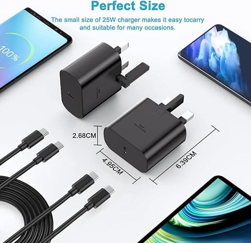 Samsung Charger Fast Charge, 2Pack 3M Samsung USB C Phone Cable and Plug for Galaxy S25 S24 S23 S22 S21 S20 A33 A34 A35 A36 A53 A54 A55 A56 A17 A16 A15 A25 A26 A70,USBC Charging Lead with Type C Plug thumbnail 6