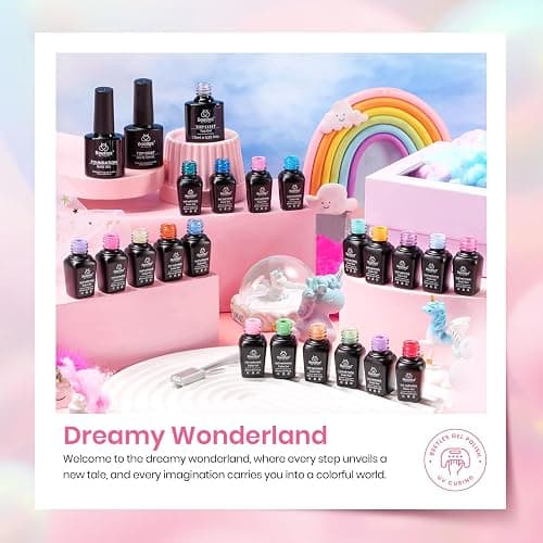 Beetles Gel Nail Polish Set, 24 Pcs 20 Colors Rainbow Pastel Neon Cat Eye Pink Purple Glitter Red Green Gel Nail Polish Kit Soak Off UV with Base Coat Top Coat Gift for Women Dreamy Wonderland thumbnail 5