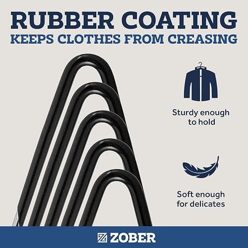 Zober Pants Hangers Non Slip - 20 Pack Open Ended Pants and Jean Hangers for Closet - Space Saving Clothes Hanger - Strong, Durable, Metal Pant Hangers (Black) thumbnail 5