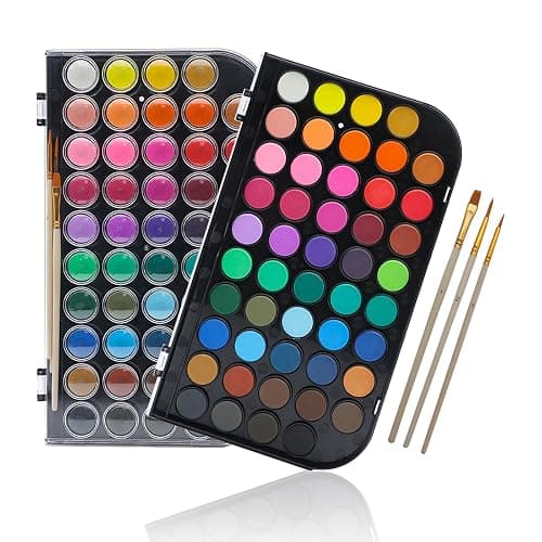 Artecho 48 Colors Watercolor Cake Set with 3 Brushes, Washable, Travel Design, Perfect for Card Making, Illustrations, Painting, Calligraphy - Image 1