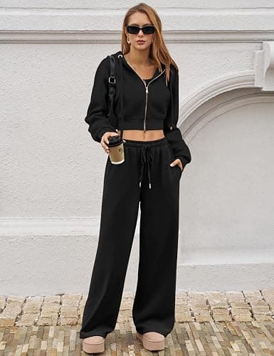 LOMON Women's Sweatpants Wide Leg Fleece Lined Sweat Pants Spring Winter Clothes 2026 Baggy Drawstring Joggers with Pockets thumbnail 6