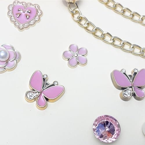 20pcs Bling Gems Plastic Butterfly Flower Sparkling Rhinestones Pearl DIY Shoe Decoration Charms for Women's Party Favor thumbnail 7