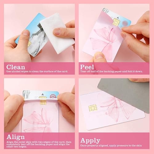Honoson 16 Pcs Credit Card Skin Cover Set Debit Card Stickers Elegant Waterproof PVC ID Cover Anti-wrinkling for Transportation Fun Gift Idea(Bow,Pink) thumbnail 5