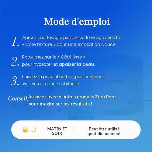 medicube Zero Pore Pad 2.0 Pads Exfoliants Soin des Pores | Pad double texture AHA 4,5% & BHA 0,45%, Acides lactique et salicylique, Exfoliation, Tous types de peau, 70 pcs thumbnail 7