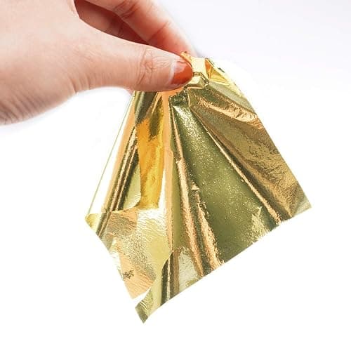 Gwybkq 400 Pieces Gold Leaf Sheets, Imitation Gold Leaf Paper, Multi-Color Silver Leaf Paper for DIY Arts Decoration, 4 Colors 5.5 by 5.5 Inches thumbnail 4