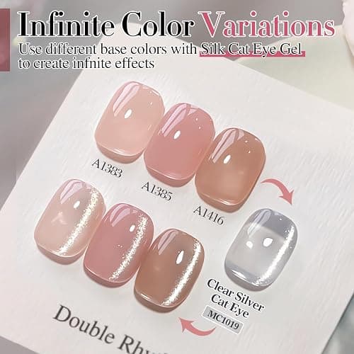 Double Rhythm 0.5 OZ Cat Eye Gel Polish with Magnet 15ML Holographic Glitter Shimmer Translucent Jelly Color Magnetic Polish Salon DIY at Home (Silver-MC1019) thumbnail 7