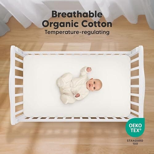 KeaBabies 2-Pack Organic Crib Sheets for Boys, Girls - Fitted Crib Mattress Sheet Neutral, Breathable Jersey Cotton Cover for Baby Bed, Toddler Mattress, Soft & Cute Prints (Woodland) thumbnail 3