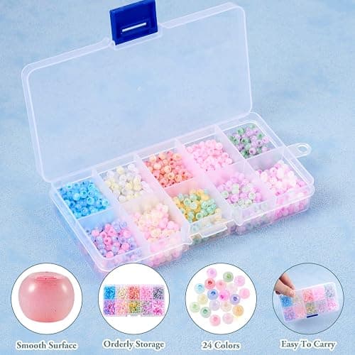 1500Pcs 4mm Lampwork Rondelle Seed Beads 20 Colors Pastel Crystal Pony Beads Bulk for Crafts DIY Friendship Bracelets Earring Beading Jewelry Making Supplies thumbnail 6