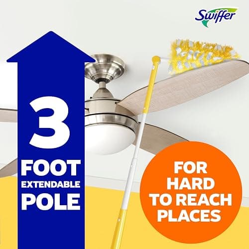 Swiffer Duster Kit with 3 ft Extendable Handle, Heavy Duty Dusting Starter Kit with 3 Refills, for Ceiling Fans, Vents and Hard to Reach Places thumbnail 5