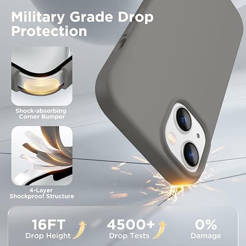 GolbinBox Magnetic for iPhone 13 Case & iPhone 14 Case, Compatible with MagSafe, [Soft Anti-Scratch Microfiber Lining], Slim Liquid Silicone Shockproof Protective Phone Case 6.1 inch, Cold Gray thumbnail 5