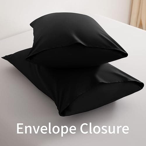 BEDSUM Microfiber Queen Pillowcases Set of 2, Soft Wrinkle Resistant and Easy Care Pillow Cases with Envelope Closure, 20x30 inches, Black thumbnail 4