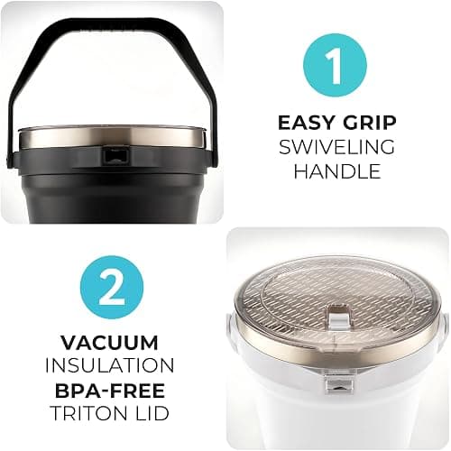 Large Insulated Ice Bucket with Lid – Stainless Steel Ice Bucket and Scoop – Ice Buckets for Parties, Bars – Ice Bucket with Lid and Scoop – Outdoor Ice Bucket, Champagne (Natural Stainless) thumbnail 6
