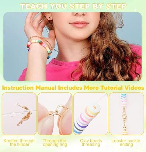 Dowsabel Clay Beads Bracelet Making Kit for Beginner, 5000 Pcs Preppy Polymer Clay Beads with Charms Kit for Jewelry Making, DIY Arts and Crafts Birthday Gifts Toys for Kids Age 6-13 thumbnail 3