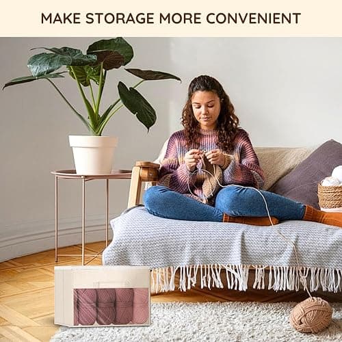 Ofiray-home Hanging Yarn Storage Organizer with 5 Drawers, Over the Door Large Capacity Knitting Organizer Storage&10 Mesh Side Pockets, Hanging Yarn Holder for Knitting Needles, Crochet Hooks- Beige thumbnail 4