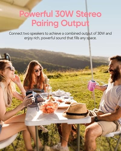Portable Bluetooth Speaker with Lights, Stocking Stuffers, Powerful Crystal Clear Sound, IPX5 Waterproof, All Day Playtime, BT 5.3, TWS Paring, Small Wireless Speaker for Outdoor, White Elephant Gifts thumbnail 6