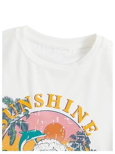 RoseSeek Girl's Graphic Print Tee Shirt Round Neck Short Sleeve T Shirts Summer Cute Trendy Tops thumbnail 4