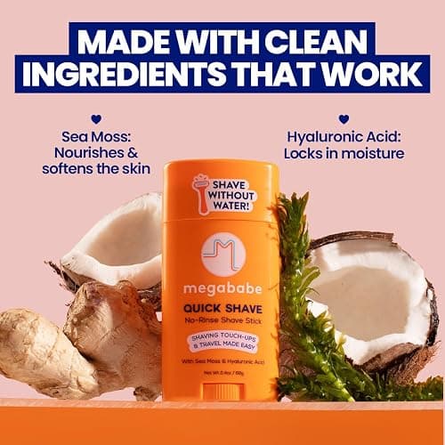 Megababe Quick Shave No-Rinse Shave Stick | Shaving Touch-Ups & Travel Made-Easy | with Sea Moss & Hyaluronic Acid | 2.4 oz thumbnail 2