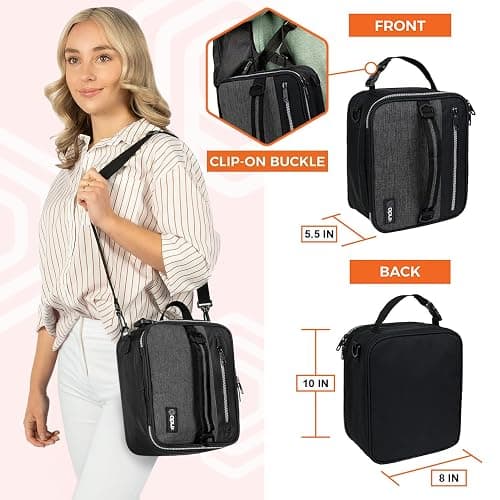 opux Insulated Lunch Box for Men Women Adult, Compact Lunch Bag for Kids Boy Girl Teen, Soft Lunch Cooler Bag for Work School, Leakproof Lunchbox Lunch Pail with Clip-on Buckle, Heather Charcoal thumbnail 3