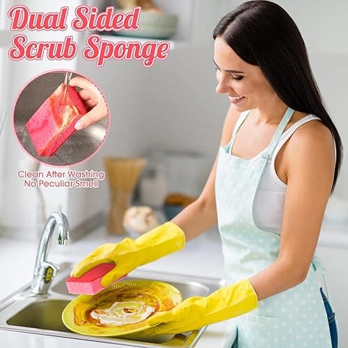 Tioncy 24 Pcs Pink Kitchen Sponge Non-Scratch Scrub Washing Dishes Sponge Bulk Multi Use Dual Sided Scrub for Kitchen Bathroom, Household Cleaning thumbnail 5