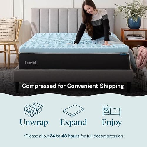 LUCID 3 Inch Gel Memory Foam Mattress Topper, Twin XL size – 5 Zones – Cooling Gel Infusion – CertiPur Certified Foam thumbnail 6