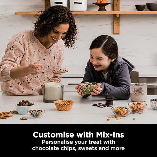 Ninja CREAMi Ice Cream Maker & Frozen Dessert Maker with 3 Tubs, 7 Programs, Makes Ice Cream, Gelato, Sorbet, Smoothie Bowl, Milkshakes and more, Black/Silver, Makes 1.4L of Ice Cream, NC300UK thumbnail 2