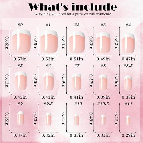 AddFavor White French Tip Press on Nails Short Square - 240pcs Nude Pink Short Square Fake Nails, French Tip Nails Press on Acrylic Nail Extension Nails Art DIY thumbnail 5