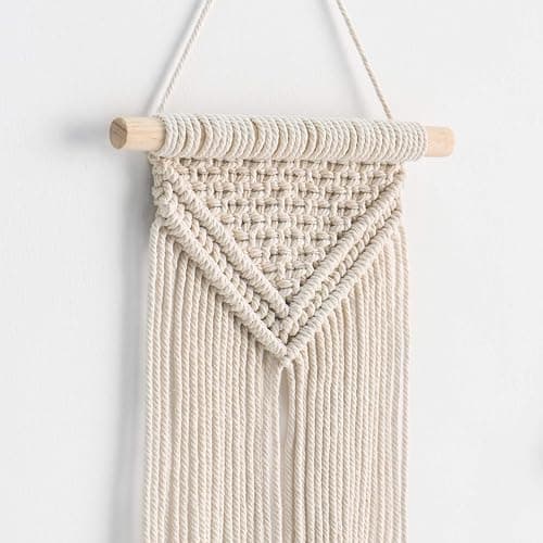 Mkono Small Macrame Wall Hanging, Boho Bedroom Decor, 3 Pack, 8" Wx14 L | Handwoven Cotton Cord, Bohemian Art, Living Room Apartment Nursery Gallery, Christmas Housewarming Birthday Gift thumbnail 6