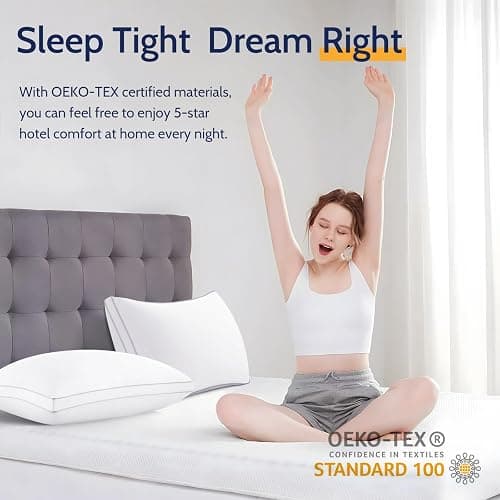 ROUMEA Pillows Standard Size Set of 2, Bed Pillows for Sleeping 2 Pack, Luxury Hotel Quality, Supportive Standard Pillows with Soft Down Alternative for Back Stomach Side Sleepers, Machine Washable thumbnail 7