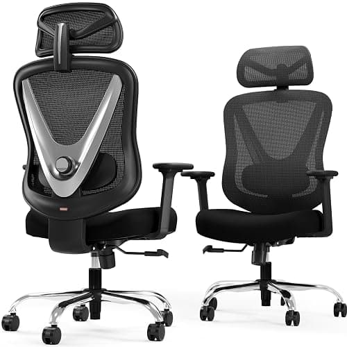 HOLLUDLE Ergonomic Mesh Office Chair - 3D Adjustable Lumbar Support & 3D Armrests, V-Shaped Back, Adjustable Desk Chair for Office & Home, Black thumbnail 6