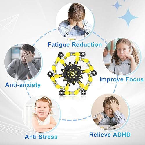 Transformable Fidget Spinners,9PCS Funny Sensory Fidget Toys Adults Deformable Chain DIY Robot Spinner,Fingertip Stress Relief Gyro Toy Halloween Party Favors Christmas Stocking Stuffers for Kids thumbnail 6