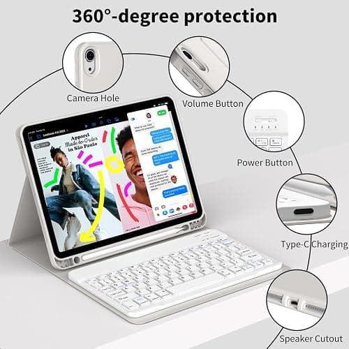 GKABXY Keyboard Case for iPad (A16) 11th Gen 11 inch 2025 & iPad 10th Gen 10.9 inch 2022 with Holder | Detachable Bluetooth Wireless Keyboard | Soft TPU Back Shell | Auto Sleep/Wake (Gray) thumbnail 3
