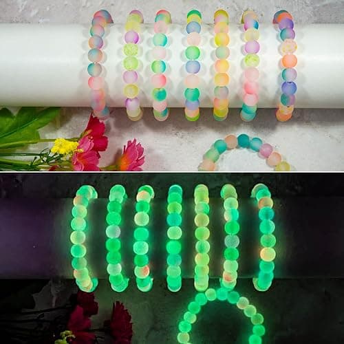 JHYlilia Glow in The Dark Glass Beads for Jewelry Making, 600Pcs 8MM 24 Grids Crystal Gemstone Beads Round Spacer DIY Craft Beads for Bracelet Necklace Earrings Phone Lanyard Wedding Decor thumbnail 3