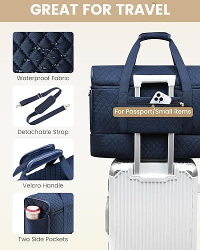 LOVEVOOK Large Travel Duffle Bag, Weekender Bags for Women With Shoe Compartment, Overnight Hospital Bag For Women Labor Delivery, Carry on Bag Personal Item Travel Bag, Yoga Gym Duffel Bag thumbnail 5