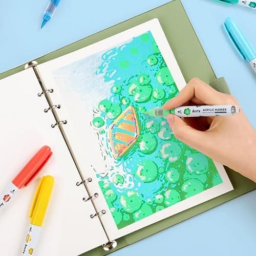 Arrtx 36 Colors Acrylic Paint Pens for Rock Painting, Brush Tip Acrylic Pen, Acrylic Markers, Waterproof Paint Marker, Art Supplies for Stone, Glass, Egg, Wood, DIY Crafts thumbnail 2