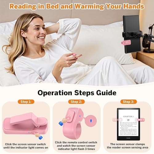 Page Turner Ring for Kindle,Remote Control for iPhone iPad Android Tablets E-Readers,Clicker Page Turner for Kindle Accessories for Camera Video Record&Shutter Selfie (Pink) thumbnail 3