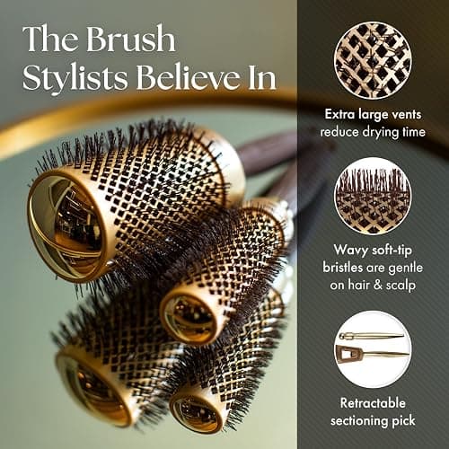 Olivia Garden NanoThermic Ceramic + Ion Round Thermal Hair Brush - Not Electrical - Professional Blowout Brush for Normal to Thick Hair thumbnail 4