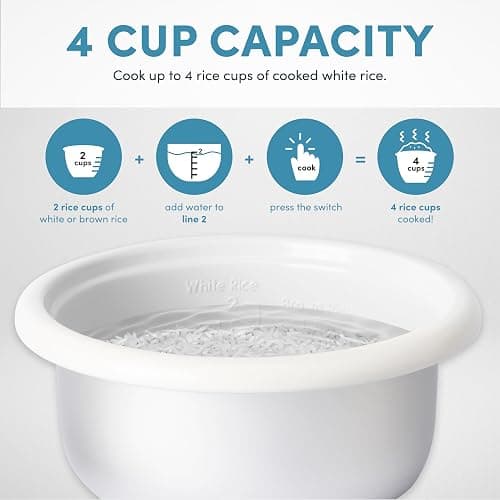 AROMA® CoreCoat Rice Cooker with Pop-Up Food Steaming Basket (4 Cups Cooked, 2 Cups Uncooked) thumbnail 6