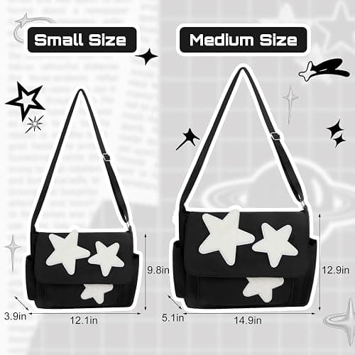 Cute Messenger Bag, Aesthetic Crossbody Bag, Y2K Star Grunge Bag Emo Shoulder Tote Purse for Women thumbnail 4