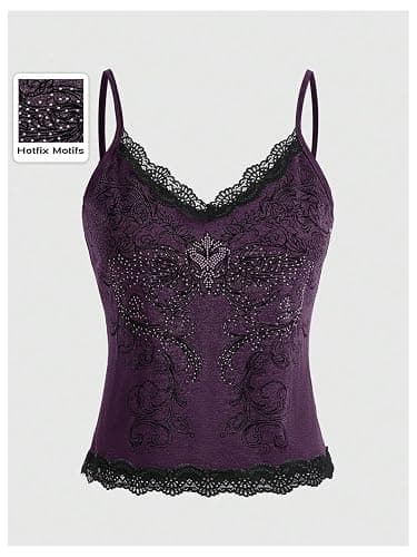 SOLY HUX purple floral lace tank top thumbnail 5